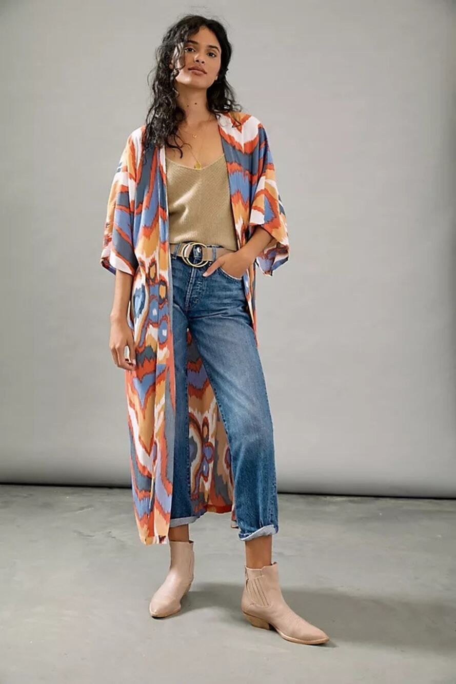 NWT Anthropologie Womens One Size Bel Kazan Kyra Kimono Boho Gyspy Festival